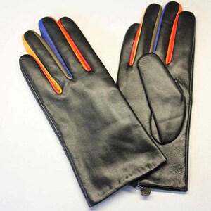 Premium Leather gloves with colour fingers