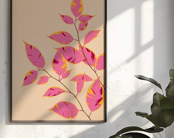 Rosa Ficus digital wall art, digital print, plant art digital print, printable poster