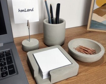 Minimalist Schreibtisch Organizer Set - Post-It, Stift & Büroklammer Halter