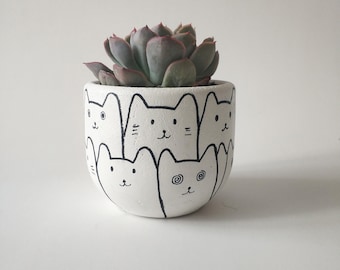 Handmade Cat Concrete Succulent Planter, Minimalist Decor