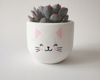 Cat Concrete Succulent Planter, Minimalist Home Decor