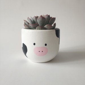 Cow Concrete Planter, Succulent Pots, Gift For Her or Him, Minimalist Home Decor, Flower Pots, Design Flowerpots, Handmade, Art image 1