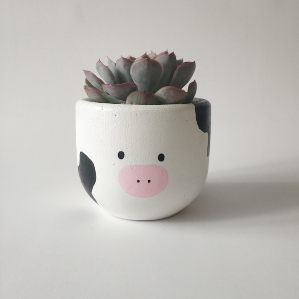 Cow Concrete Planter, Succulent Pots, Gift For Her or Him, Minimalist Home Decor, Flower Pots, Design Flowerpots