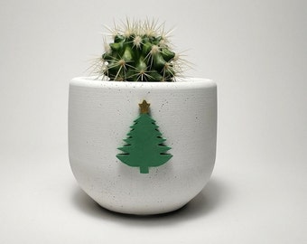 Christmas Tree Concrete Planter, Succulent Pots, Gift For Her or Him, Minimalist Home Decor, Flower Pots, Design Flowerpots, New Year Gift