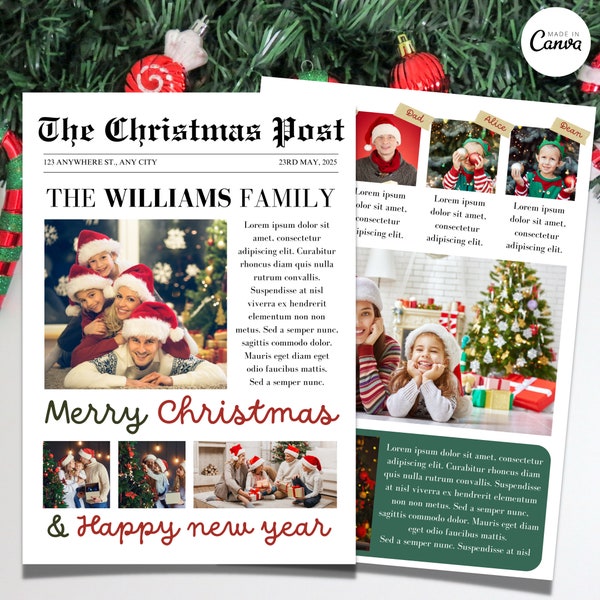 Christmas Newsletter / Year in Review Template / Year in Review Christmas Card / Christmas Letter / Family Newspaper / Printable Holiday Let