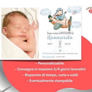 Invito digitale Battesimo,Invito con foto, Invito Compleanno , File DIGITALE, Invito Whatsapp, Battesimo bambino