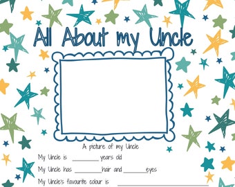 Tout sur le cadeau à imprimer pour la fête des pères de mon oncle. Raisons pour lesquelles j'aime le cadeau d'activité souvenir de mon oncle. Meilleure idée cadeau pour l'anniversaire d'un oncle FICHIER NUMÉRIQUE
