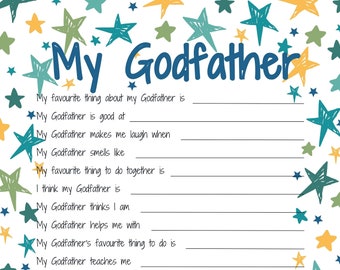All about my Godfather Printable Fathers Day gift idea. Reasons I love my Godfather craft activity keepsake.  Best Godfather birthday gift.