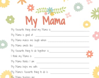 À propos de ma maman, une idée cadeau à imprimer pour la fête des mères. Raisons pour lesquelles j'aime l'activité manuelle d'anniversaire de ma maman. Meilleur cadeau pour maman. Téléchargement numérique.