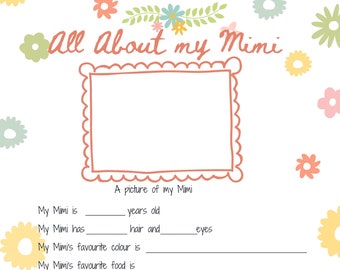 Tout sur mon cadeau à imprimer pour la fête des mères Mimi. Raisons pour lesquelles j'aime mon cadeau d'activité souvenir Mimi. Meilleure idée cadeau d'anniversaire Mimi. TÉLÉCHARGEMENT NUMÉRIQUE
