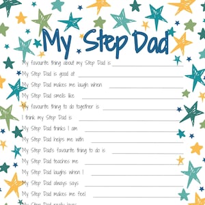 Alles über die Geschenkidee zum Vatertag zum Ausdrucken. Gründe, warum ich mein Andenken an meine Step Dad-Handwerksaktivität liebe. Bester Schritt Dad Geburtstagsgeschenk.