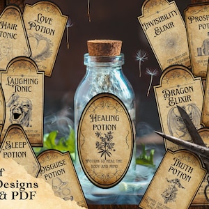 Printable Halloween potion labels ~ Blank Halloween apothecary labels ~ Customizable apothecary labels ~ scrapbooking~ Halloween Decoration