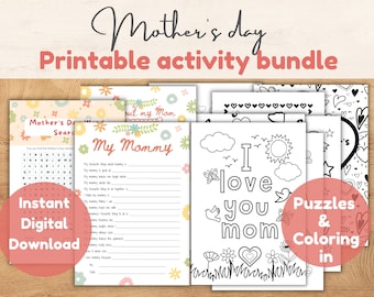 Pack d'activités imprimables pour la fête des mères ~ Coloriage ~ Activités pour la fête des mères ~ À propos de ma maman ~ Idées cadeaux pour la fête des mères ~ TÉLÉCHARGEMENT NUMÉRIQUE instantané