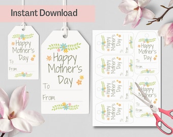 Printable Mother's Day gift tags ~ floral mothers day tags ~ mom tags ~ instant download ~ happy mother's day tags ~ mother's day gifting