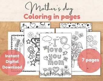 Activité imprimable de la fête des mères ~ Coloriage en pages ~ Activité de la fête des mères ~ Cadeau pour maman ~ Idées cadeaux pour la fête des mères ~ TÉLÉCHARGEMENT NUMÉRIQUE instantané