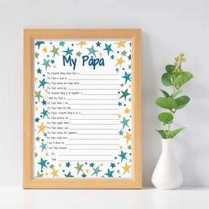 All About My Papa Printable Fathers Day Gift Idea. Reasons I Love Papa ...