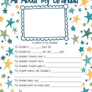 All About My Grandad Printable Gift Idea ~ Father's Day Activity Bundle ...