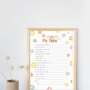 All About My Nana Printable Mothers Day Gift Idea. Reasons I Love Nana ...