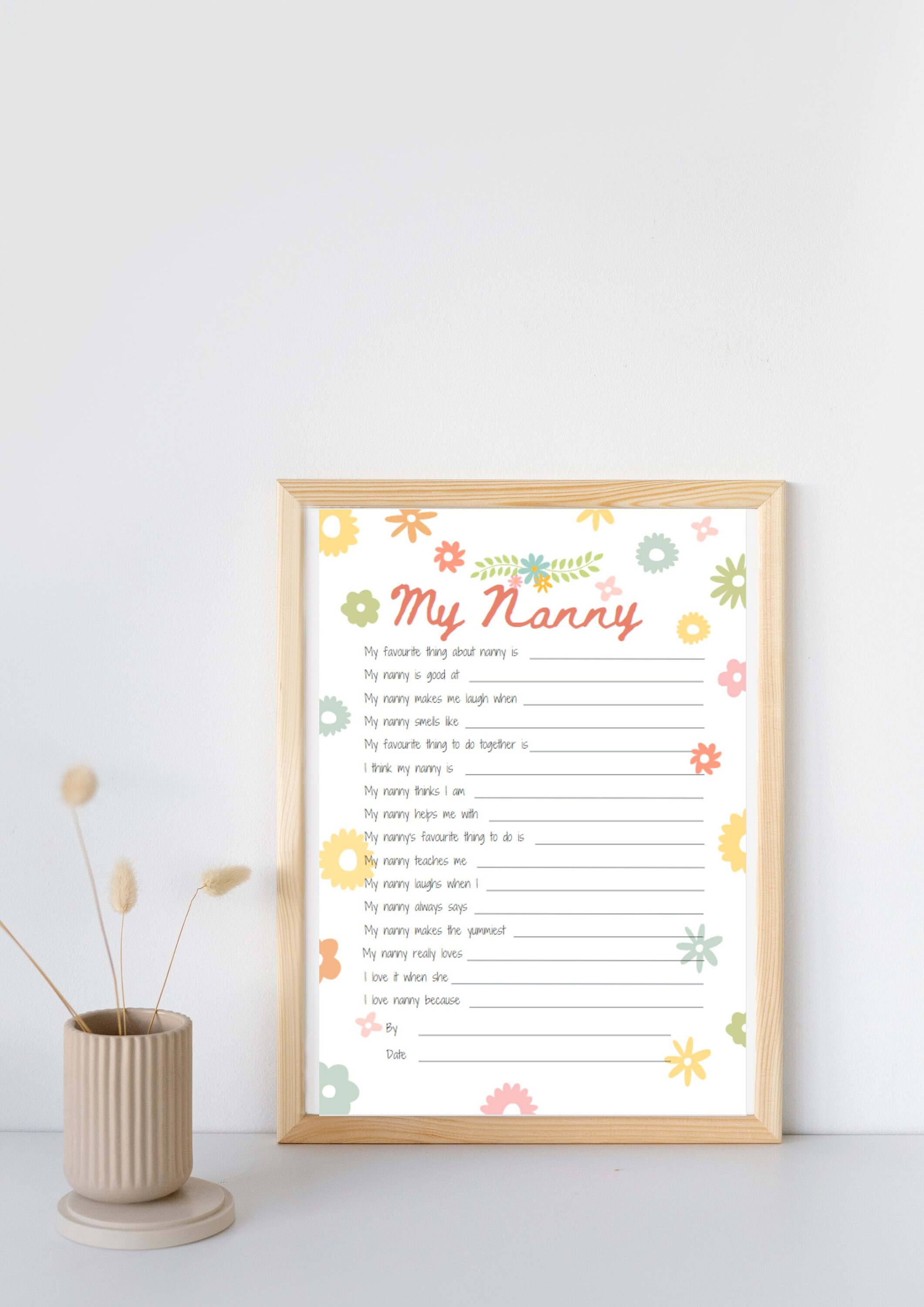 All About My Nanny Printable Mothers Day Gift Idea About My Nanny ...