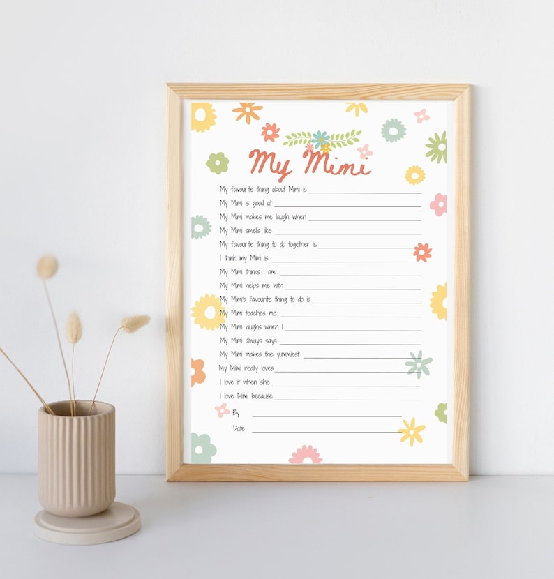 All About My Mimi Printable Mothers Day Gift Idea. Reasons I Love Mimi ...
