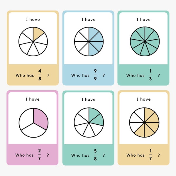 I have... who has...? - 31 Fraction cards, Math Classroom, Math Learning, Digital Download, printable, english, mathematic