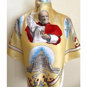 Vintage Roma Souvenir Scarf Tourist Italy Travel Neckerchief Vatican Roma Historical Places Foulard , 30x30", 76x77 cm