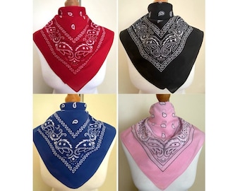 Vintage 4 Pieces 70s 80s Cotton Bandana Small Retro Scarf Paisley ...