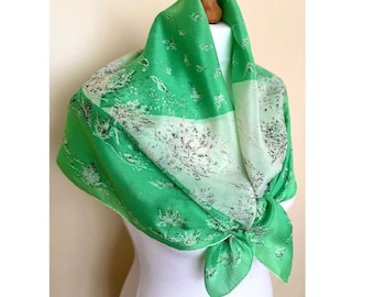 Vintage Floral Silk Scarf - WENSLI PHOENIX 25x25 In - Etsy Canada