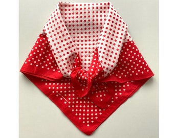 Vintage Polka Dots Baumwolle Bandana Kleiner quadratischer Schal Polka Dots Rot Weiß Baumwolltaschentuch Dots Foulard Halstuch, 23x24", 59x61 cm