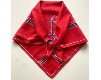 Vintage katoenen bandana zakdoek rood blauw wit marinestijl ankerprint kleine vierkante sjaal katoenen haar handtas stropdas, 21x21"/53x55 cm