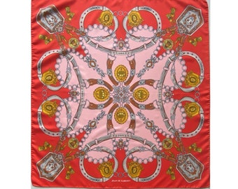 Vintage Boselli Italy Made sjaal ruitersport barokke halsdoek Foulard Jean De Bahrein vierkante sjaal, 30 x 31", 77 x 79 cm