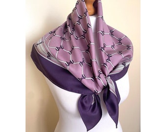 Vintage jaren '90 Estel vierkante sjaal pastel paars elegante halsdoek, 30x30", 77x77 cm