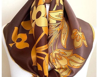 Foulard Motifs Géométriques Rose et Marron