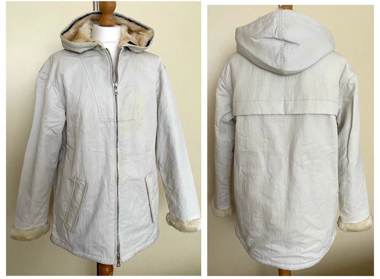 Vintage PRADA Jacket Early 2000s Italy Made Natural Fur Hood PRADA