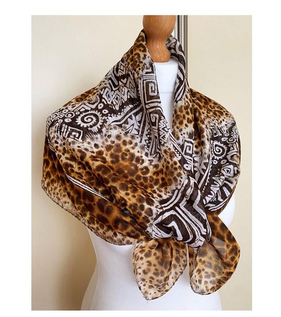 Foulard quadrato in chiffon Art Déco vintage realizzato in Italia