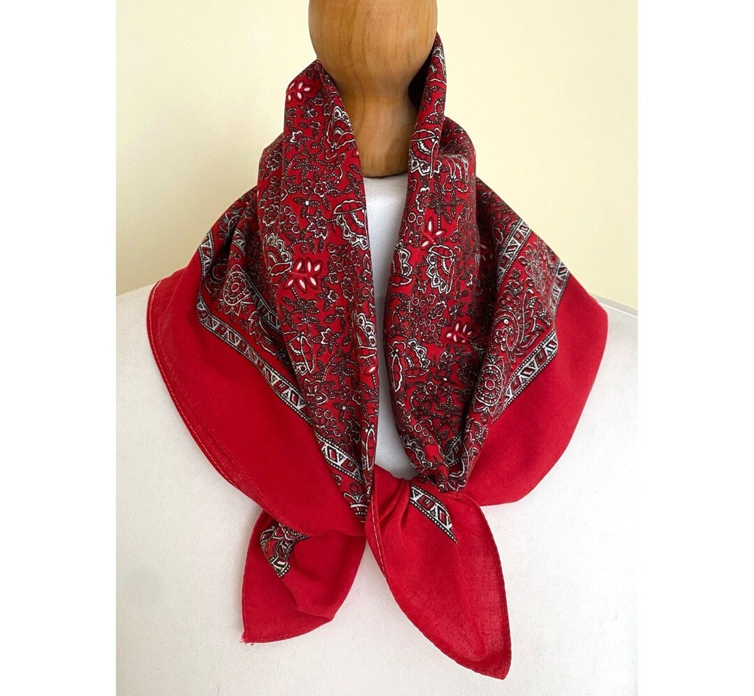 Vintage Cotton Bandana Folk Small Square Scarf Paisley Handkerchief ...