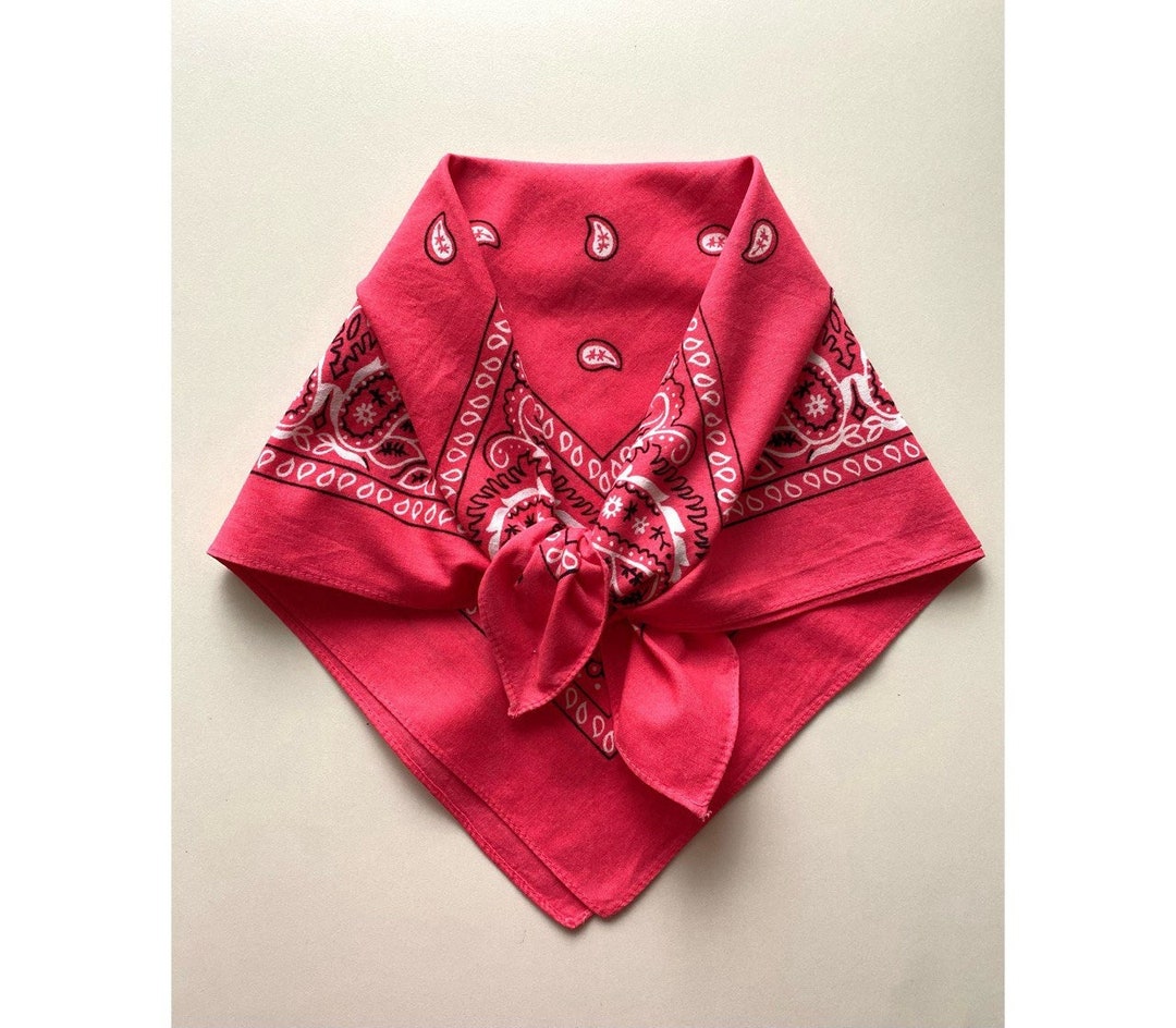Vintage 70s 80s Cotton Bandana Paisley Light Raspberry Handkerchief ...