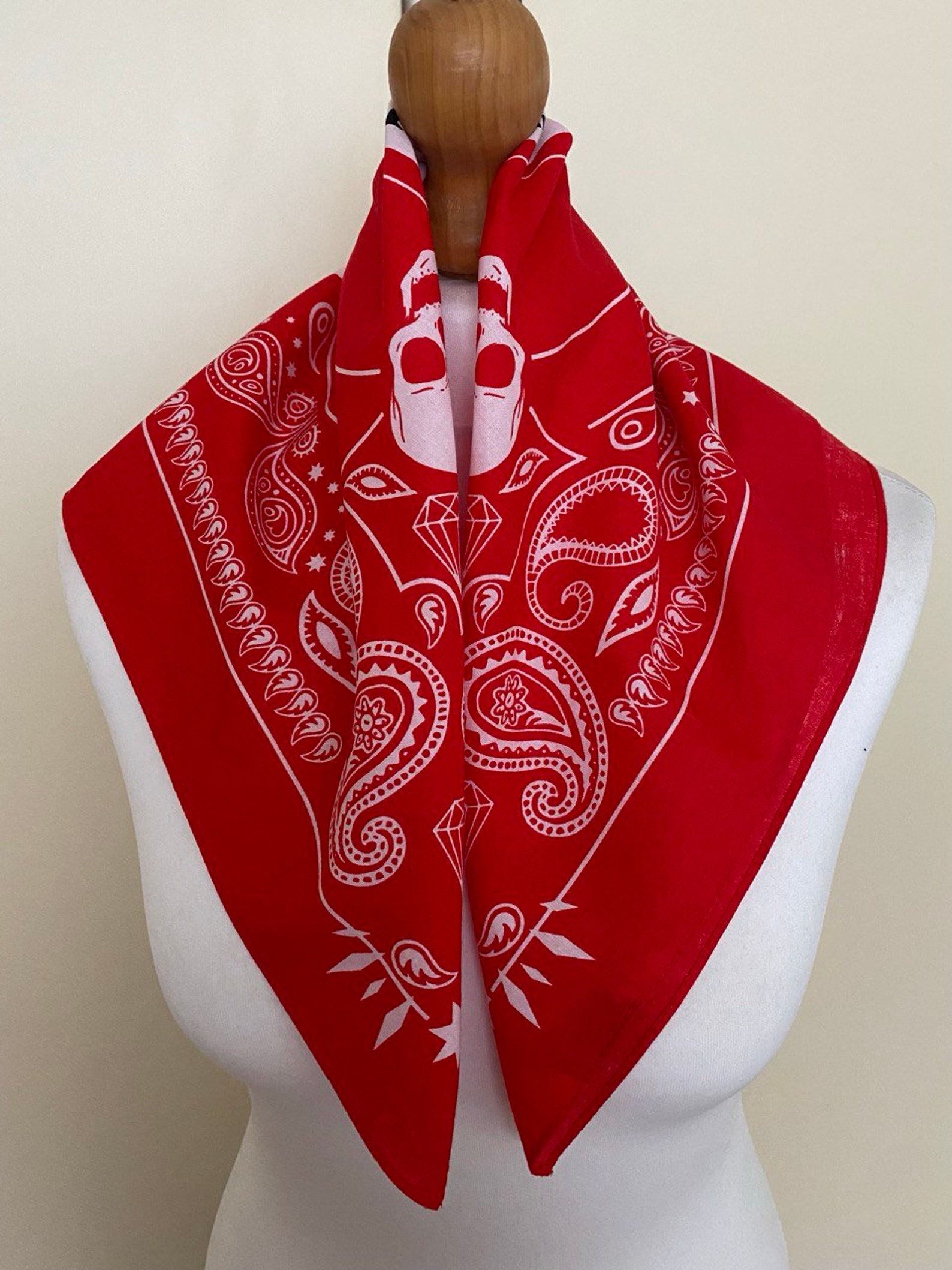 Vintage Guess USA Cotton Bandana Small Cotton Scarf Skulls Bones Print ...