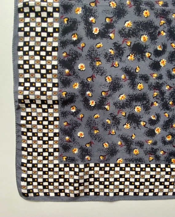 Vintage Silk Crepe Bandana Art Small Square Scarf… - image 6