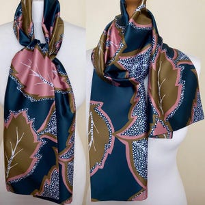 Men&#39;s Long Scarf Leaves Abstract Print Gentlemen Scarf Double Layered Herrenschal Gift for Him Men&#39;s Accessories, 9,8x56&#39;&#39;/25x143cm