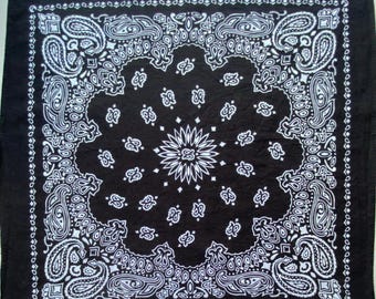 小物 60S VINTAGE BLACK COOKIE PATTERN BANDANA URATOT 16 Pieces Paisley Bandanas Cowboy Bandana