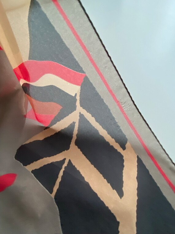 Foulard Vintage Lancôme En Soie 100% - Multicolore, Motif Géométrique, Fait Main