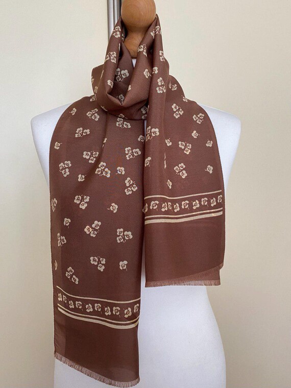 Vintage Claude D'alban Paris Long Scarf Women's Men's Retro Coffee