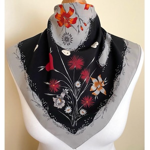 Vintage Street One Bandana klein viereckig Schal schwarz grau weinrot Bandana Taschentuch Taschentuch Haarband Handtasche Krawatte, 20x20"/ 50 x 51 cm
