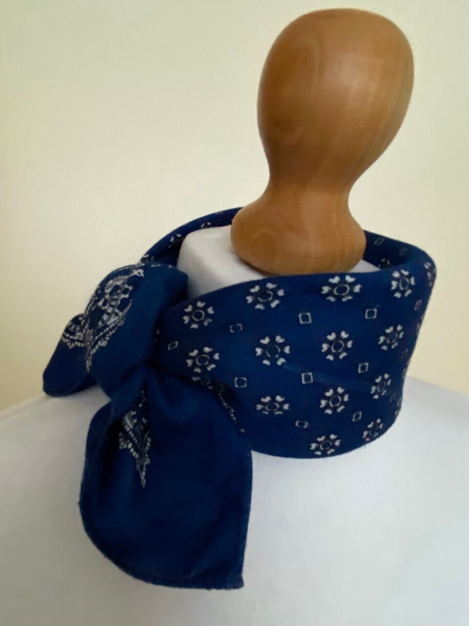 Vintage 60s Folkloric Cotton Bandana Blue Small Cotton Scarf Boho ...