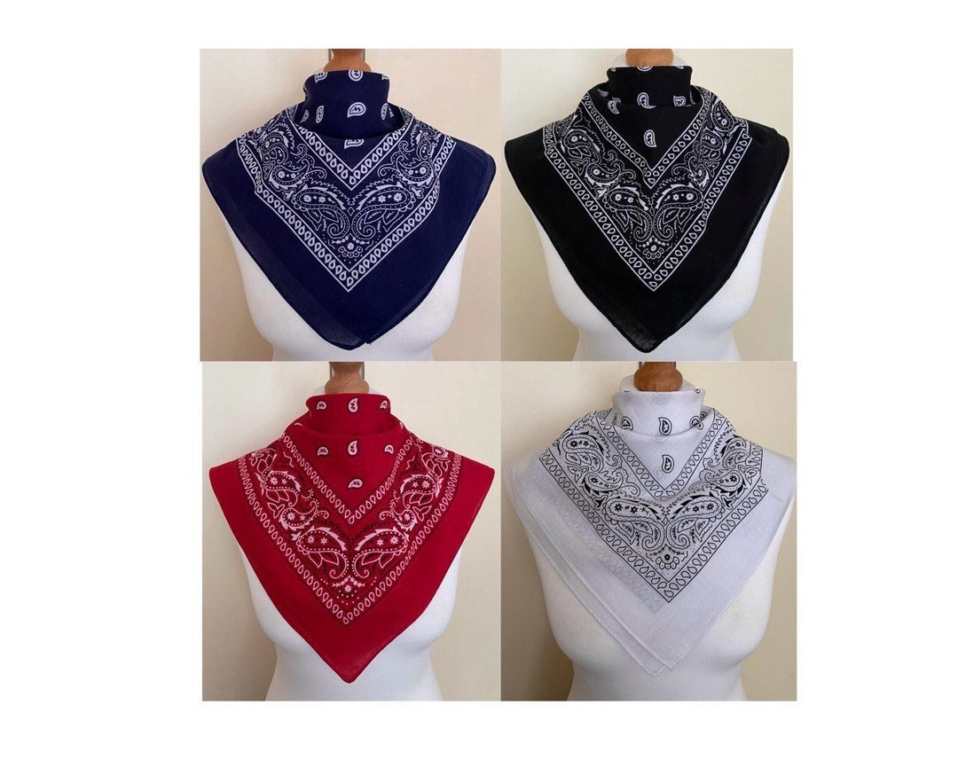 Vintage 4 Pieces Cotton Bandana Small Retro Scarf Paisley Western ...
