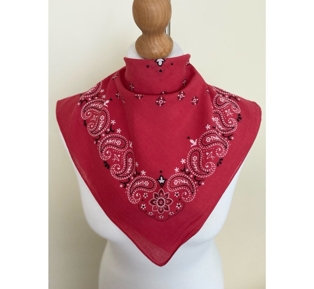 Vintage 60s Cotton Bandana Scarf Rare Paisley Folk Handkerchief Pale ...