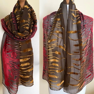 Vintage Velvet Long Scarf Retro Evening Wedding Shawl Burgundy Brown Velvet Cover Evening Wrap Shawl, 14x49&#39;&#39; 36x125 cm