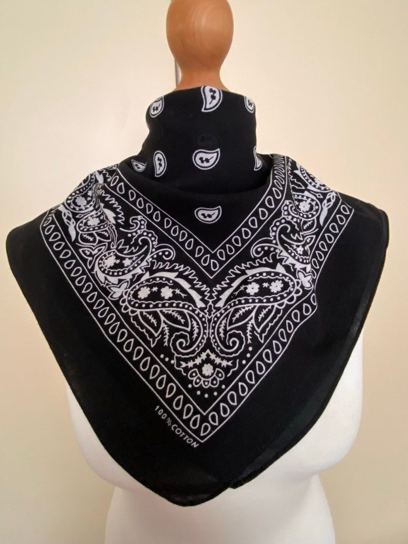 Vintage 2 Pieces Cotton Bandana 70s 80s Small Retro Scarf Paisley ...