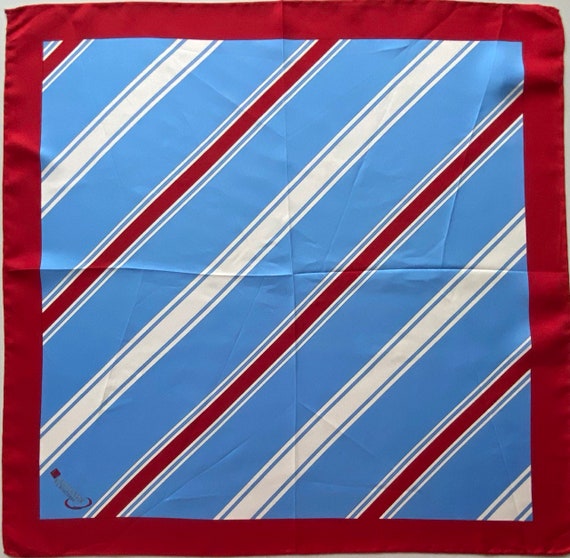Vintage Silk Bandana Small Square Scarf Red Blue … - image 8